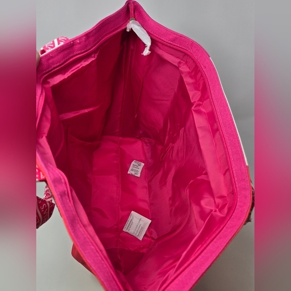 NWT VICTORIA'S SECRET TOTE BAG PINK COLORBLOCK RED HEART PACKABLE SET OF 2 LARGE - Picture 5 of 16